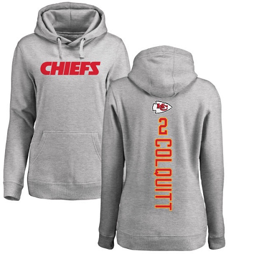 Women Kansas City Chiefs #2 Colquitt Dustin Ash Backer Pullover Hoodie->nfl t-shirts->Sports Accessory